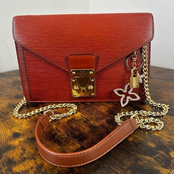 Louis Vuitton Vintage Sellier Dragonne Pochette Clutch Bag Brown Epi Leather - Picture 1 of 16